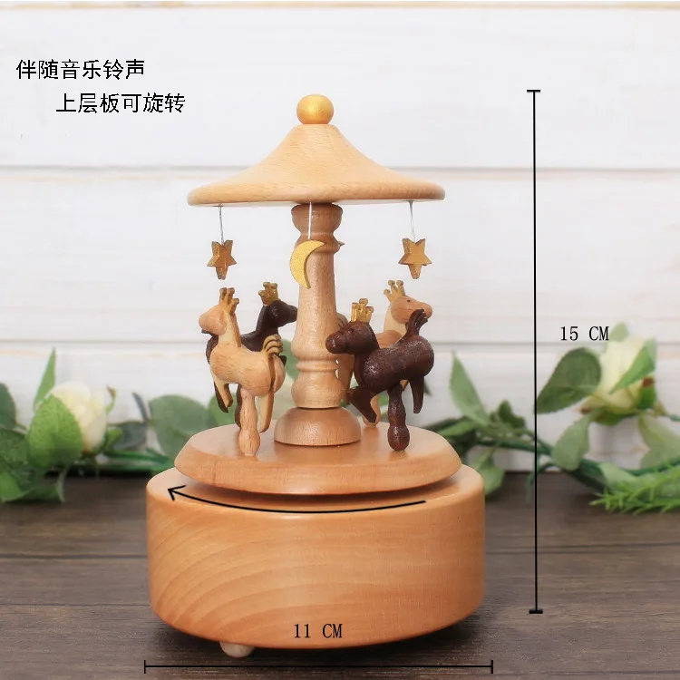 Cutebee Zakka карусель музыкальные коробки деревянная музыкальная шкатулка изделия из дерева ретро подарок на день рождения винтажные аксессуары для украшения дома