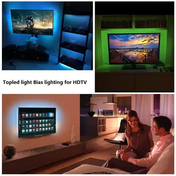 

LED TV Backlight Kit 4x1.64ft Bias Lighting RGB Color Changing with 44Keys Remote + Power Adapter LED Strip Backlight Kit