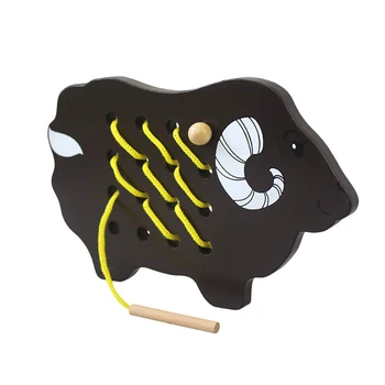 

3pcs/set Montessori Educational Toys Fish/Camel/Sheep Threading Board Handmade Line Threading Toys Basic & Life Skills Learning