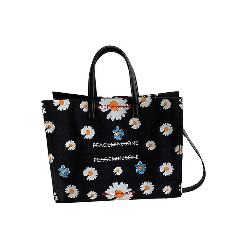 

Simple Fashion Ladies Handbag Printed Small Daisy Large Capacity Shoulder Bag Canvas High Quality Crossbody Bags for Women