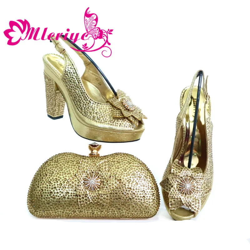 

Latest Design Italian Shoes with Matching Bags Set Decorated with Rhinestone Women Shoes and Bags To Match Set Party shoe