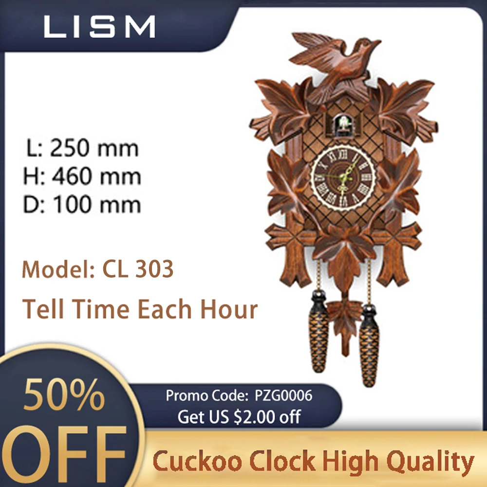 Cuckoo Clock German Black Forest Wooden Vintage Nordic Style Wall Alarm for Living Room Home Decoration Accessory | Дом и сад