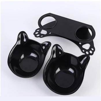 

PC Raised Dish Easy Clean For Cat Dog Neck Protection Feeding Watering Double Pet Bowl Drinking Portable Leak Proof Oblique