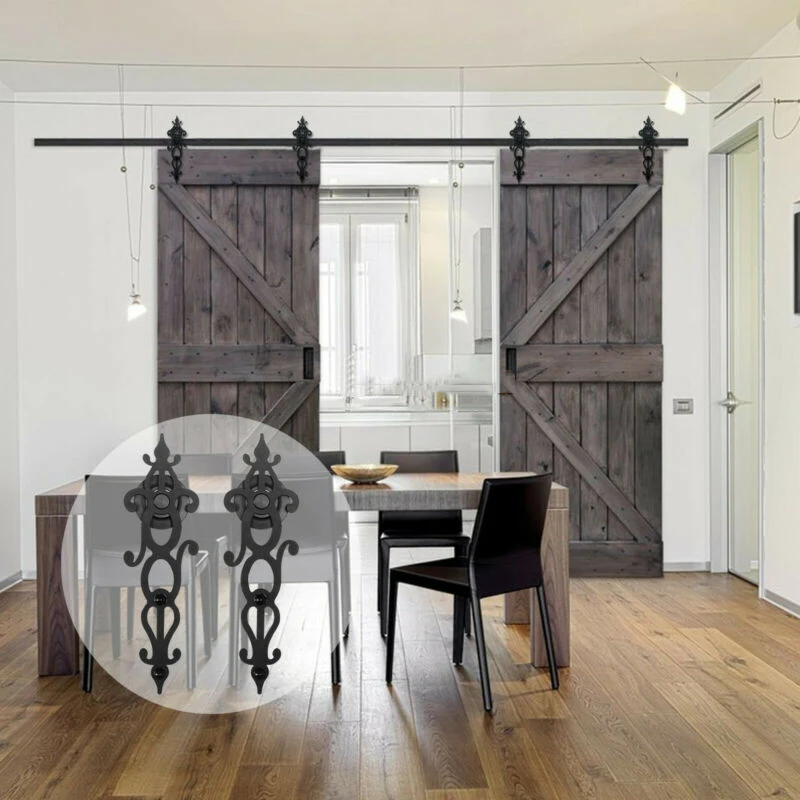 

Carbon Steel Sliding Barn Door Hardware Flat Track Kit Closet For Wardrobe