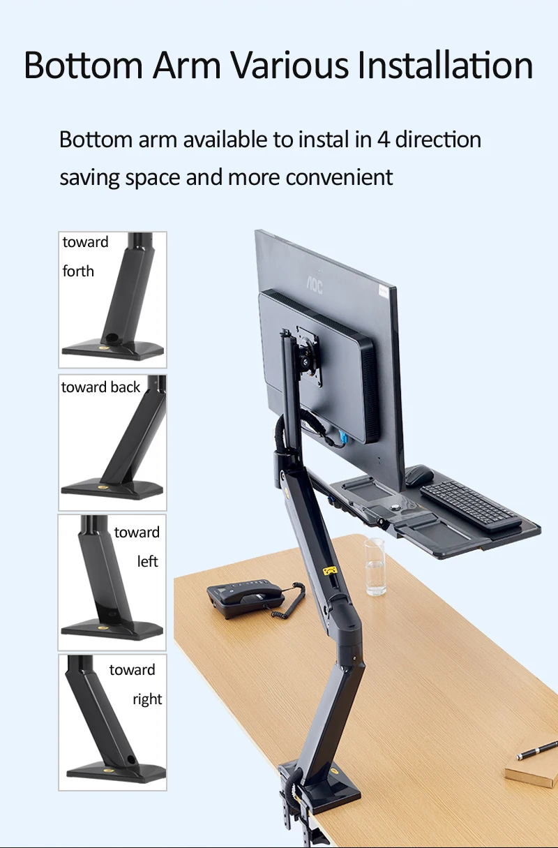 NB FC40 aluminum gas spring Ergonomic Desktop sit