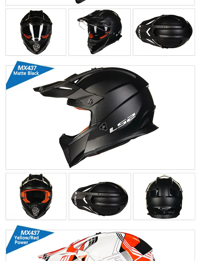 LS2 MX437 шлем Внедорожный гоночный шлем casco capacetes atv dirt bike шлем без козырька