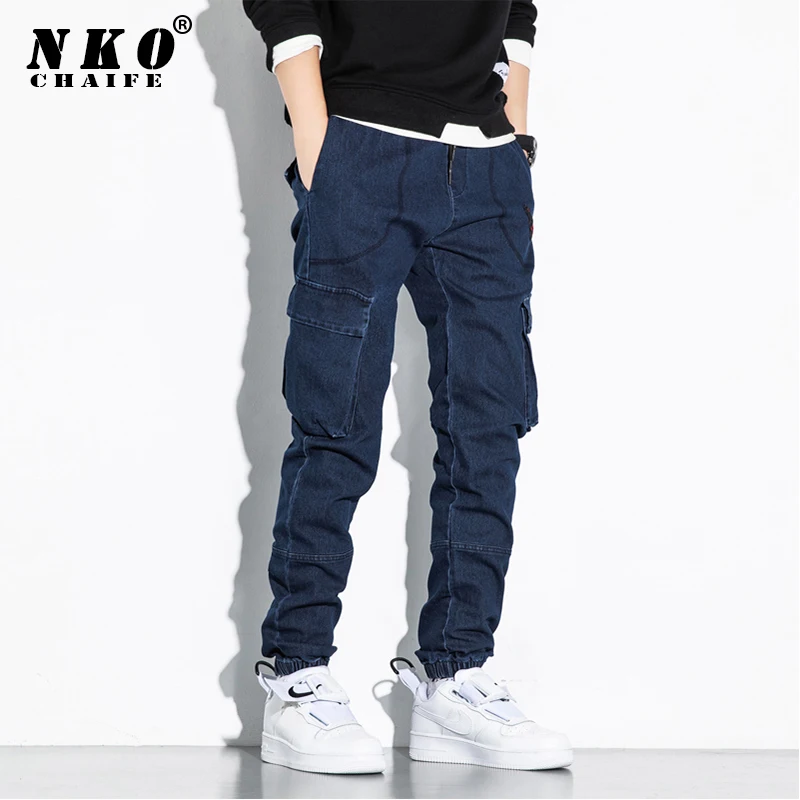 

CHAIFENKO Brand Plus Size Jeans Men New Fashion Hip Hop Streetwear Joggers Trousers Pants Men Casual Harajuku Cargo Jeans M-8XL