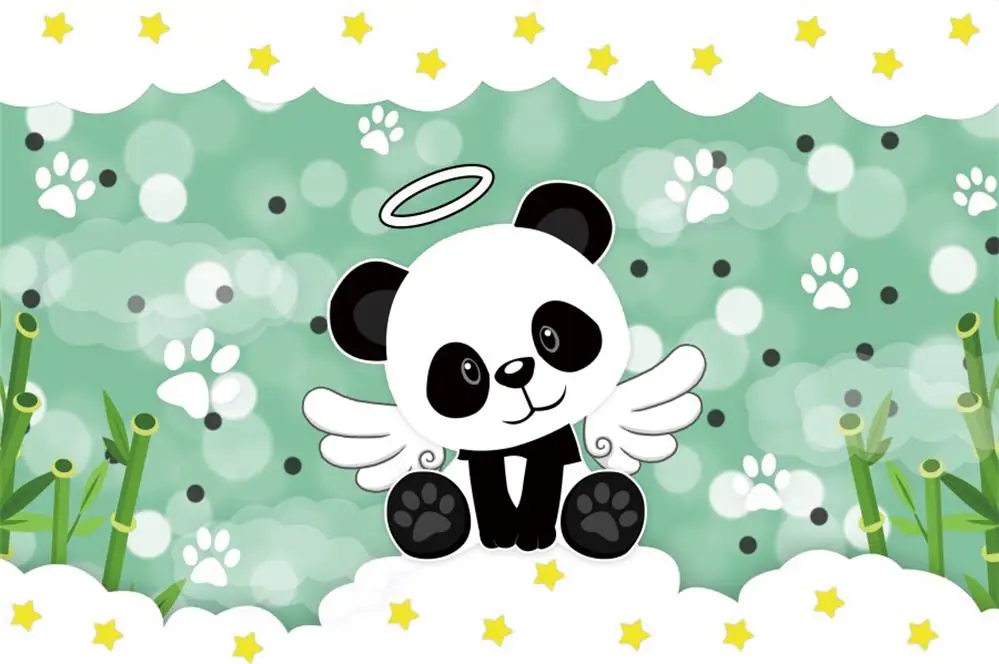 Laeacco Panda Green Bamboos с днем рождения Портретные Детские фотографии фоны для фотостудии - Цвет: NZY06575