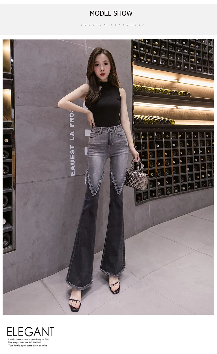 Vintage Patchwork Flared Jeans Ladies Stretch High Waist Skinny Boot-Cut Denim Trousers Mujer Fashion Denim Pants For Women 2021 gap jeans