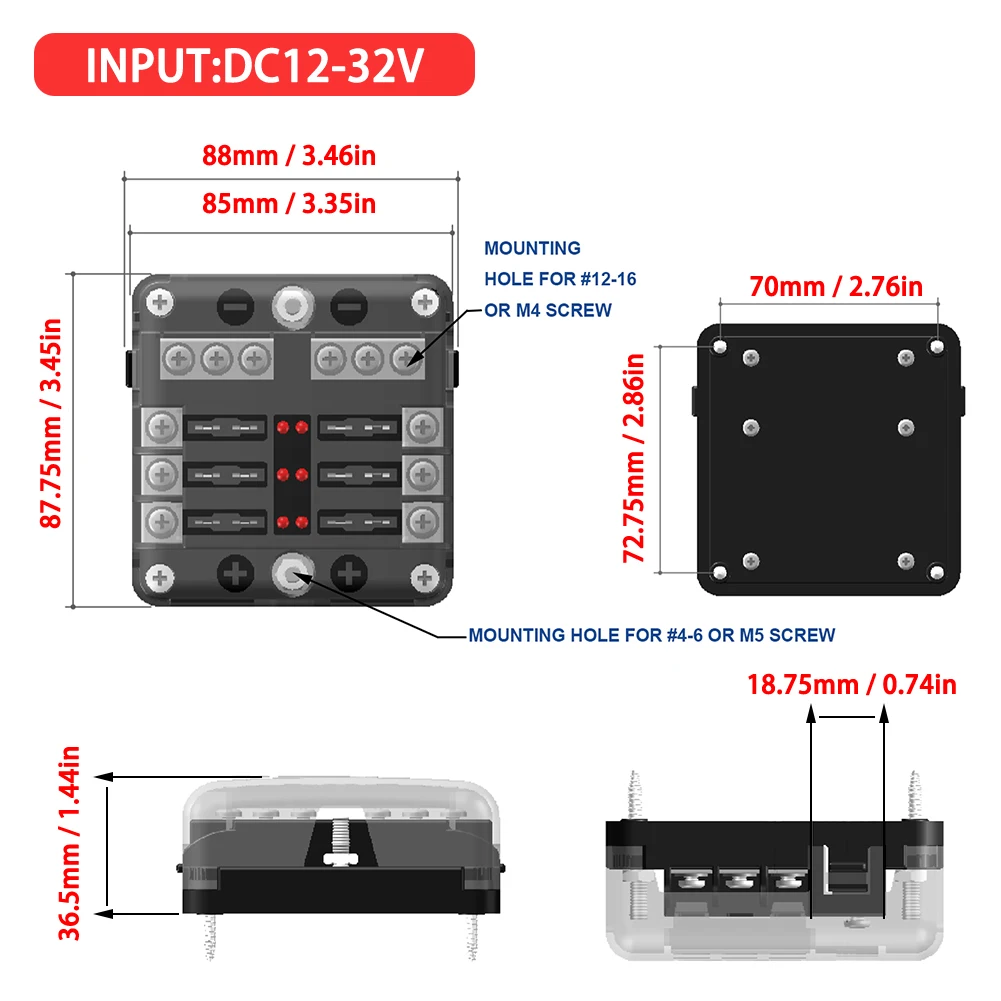 Porte-fusible à lame à 6 voies, sac de bloc de boîte 12V/24V voiture camion bateau Bus marin RV Van ► Photo 3/6