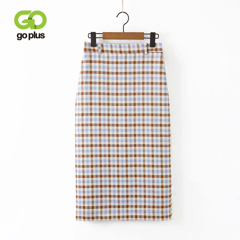 

GOPLUS Women's Skirt Summer Vintage A-Line High Waist Plaid Knee Length Skirts Womens Ropa Mujer Faldas Mujer Moda 2020
