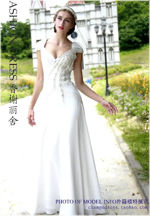 Новая Мода vestidos robe de soiree formales белые длинные рукава с бисером шифоновое платье Вечерние вечернее платье для мамы; обувь под свадебное платье для невесты