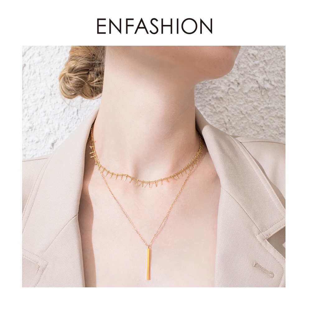 ENFASHION, колье на вертикальной цепочке, ожерелье, Женские аксессуары, подвески из нержавеющей стали, ожерелье s, модное женское ювелирное изделие P193019