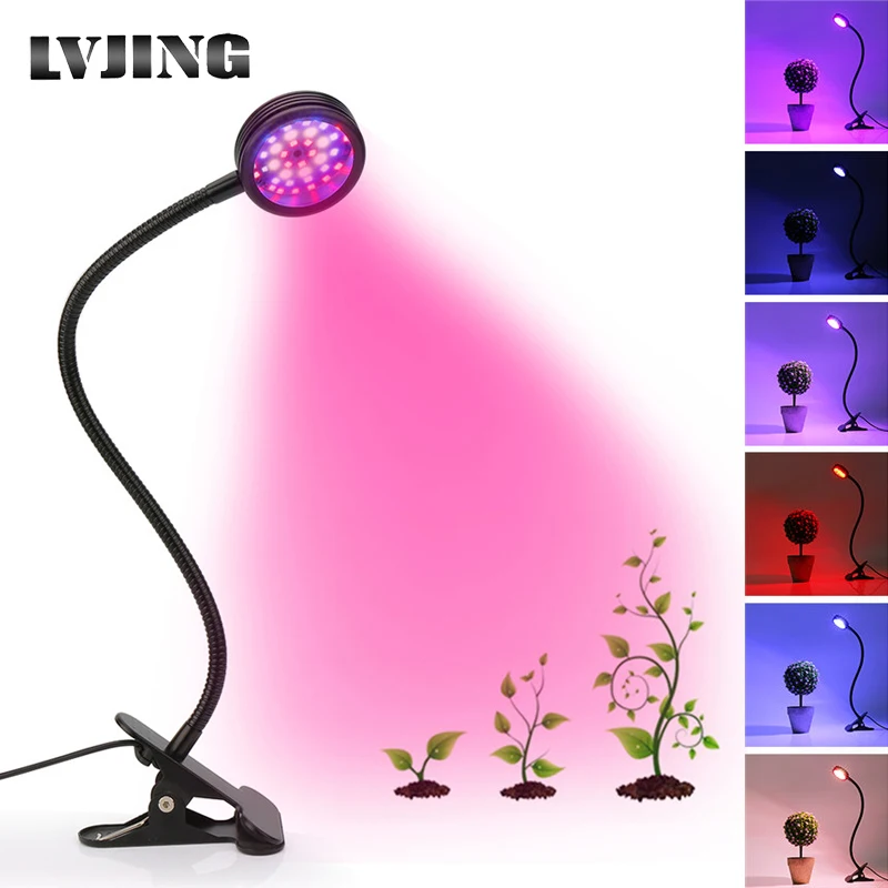 Full Spectrum Led Grow Light 20w Flexible Clip Red Blue White Ir Uv