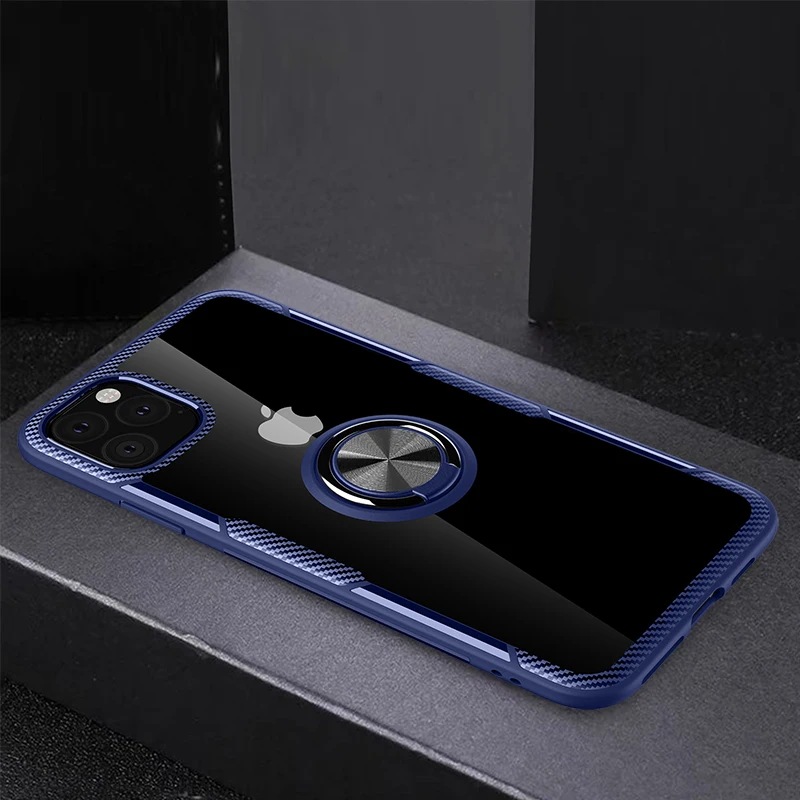Чехол для iPhone XS Max XR 8 7 6 s Plus X 11 прозрачный силиконовый тонкий защитный чехол для телефона кронштейн Подставка против падения кольцо Крышка