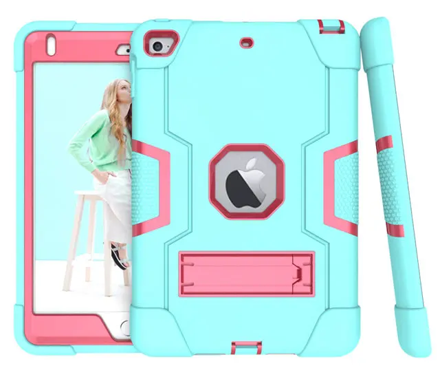 mint green rose Сверхмощный противоударный силиконовый чехол для iPad Mini 5 4 7," планшет Funda Capa чехол для детей+ пленка для экрана+ ручка - Цвет: mint green rose