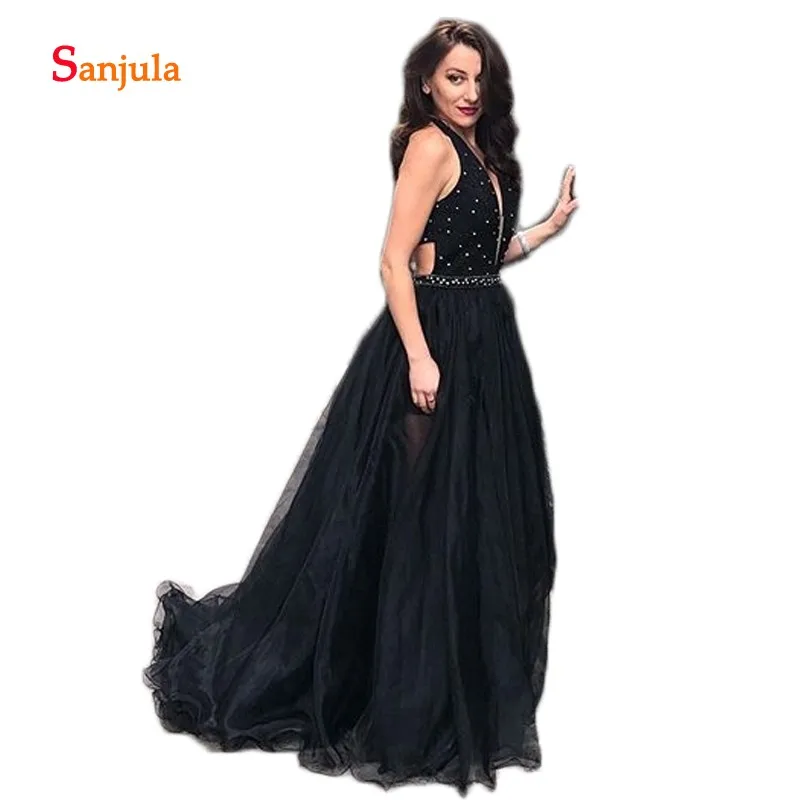 Diepe V Sexy Formele Jurk voor Vrouwen Kralen A-lijn Hatler Avond Jurken Tule Rok Open Rug Diner Jurk d1381 Diepe V Sexy Formele Jurk voor Vrouwen Kralen A-lijn Hatler Avond Jurken Tule Rok Open Rug Diner Jurk d1381