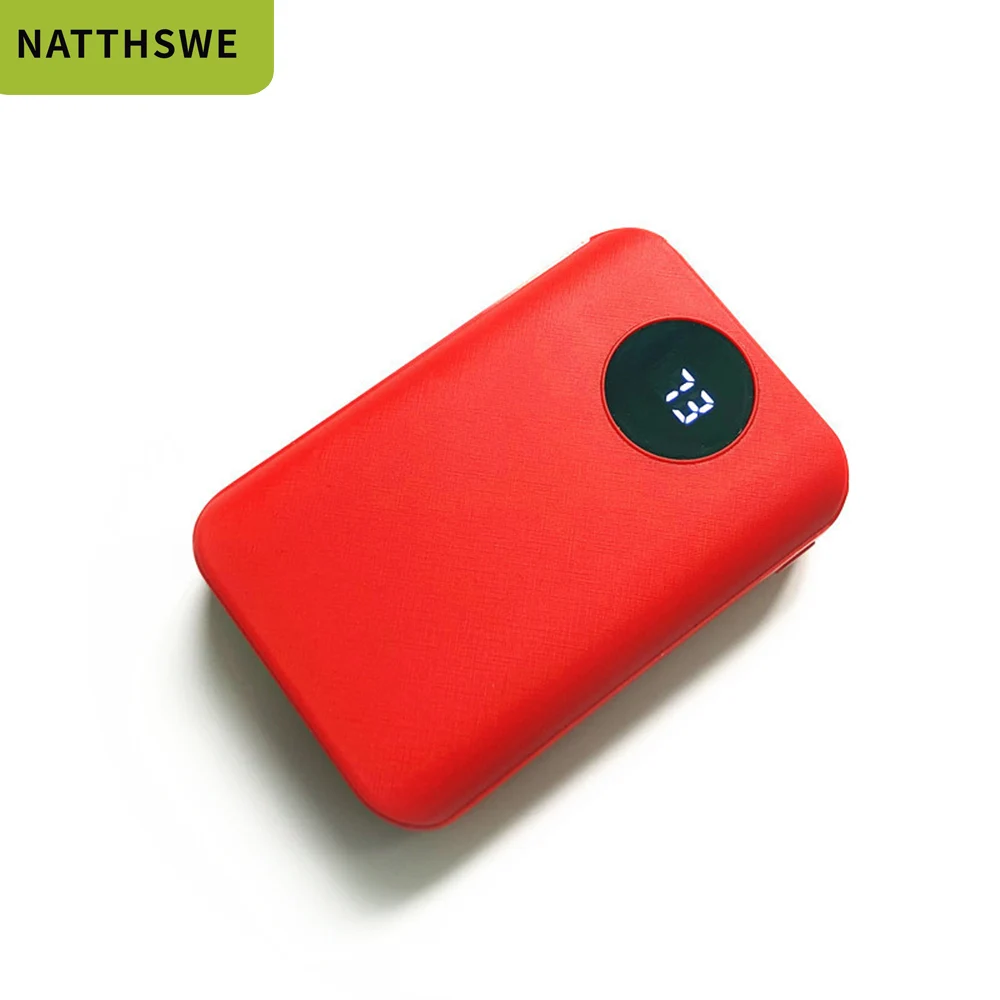 Красный NATTHSWE, мини внешний аккумулятор 10000 мАч для iphone, Внешнее зарядное устройство, портативное зарядное устройство большой емкости, двойное зарядное устройство USB - Цвет: Красный