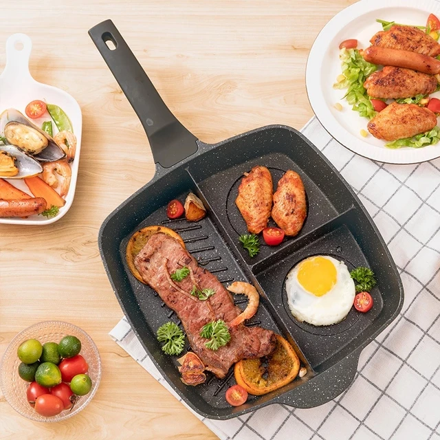 Multi-Functional Non-Stick-Skillet 3 Section-Grill Pan Breakfast  Pan-Griddle Drop shipping - AliExpress