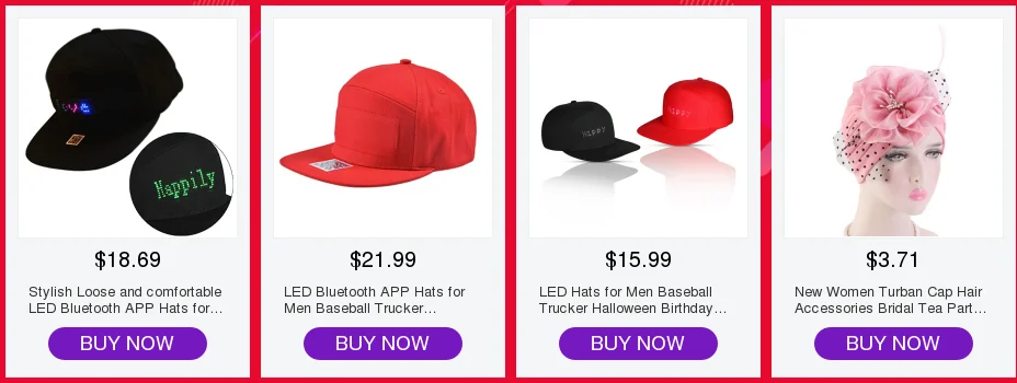 LED Bluetooth APP Hats for Men Baseball Trucker Halloween Birthday New Year's Christmas Party Support multiple languages