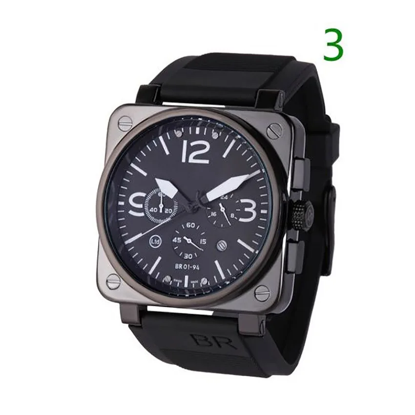 Для мужчин, мужские часы, полнофункциональный кварцевые часы квадратной BR часы 6-второй Бег классические часы Reloj военные наручные часы Relogio Masculino - Цвет: 3