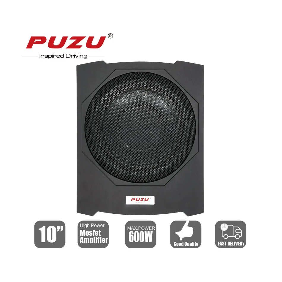 US $131.12 Remote Control 10 Active Car Subwoofer Bass Speaker System With Aluminum Case 600W Output Power Car Seat Sub Bass Audio