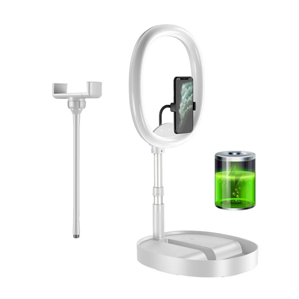 

Dimmable LED Eye Protection USB Charging Desktop Selfie Ring Light Photography Adjustable Height With Phone Holder Portable