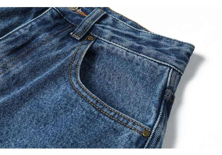 Harajuku Winter New Women's High-quality Design Jeans Fashion Tide Full Length High Waist Women's Pants Pocket Straight Pants