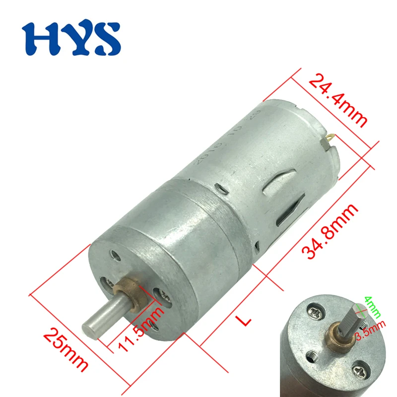 

HYS Gear Motor DC 6V 12 Volt 24V With Reversible Gearmotor Mini Motor reducer Electric Motor Smart Part Car Tools JGA25-370
