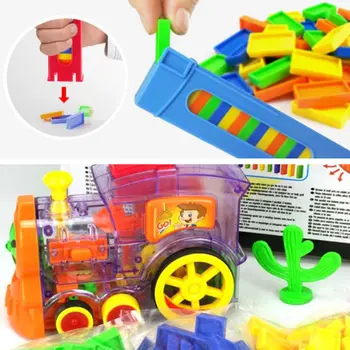 

Colored Electric Train Set Automatic Brick Laying Toy Trains Domino Board Game for Children 24BE