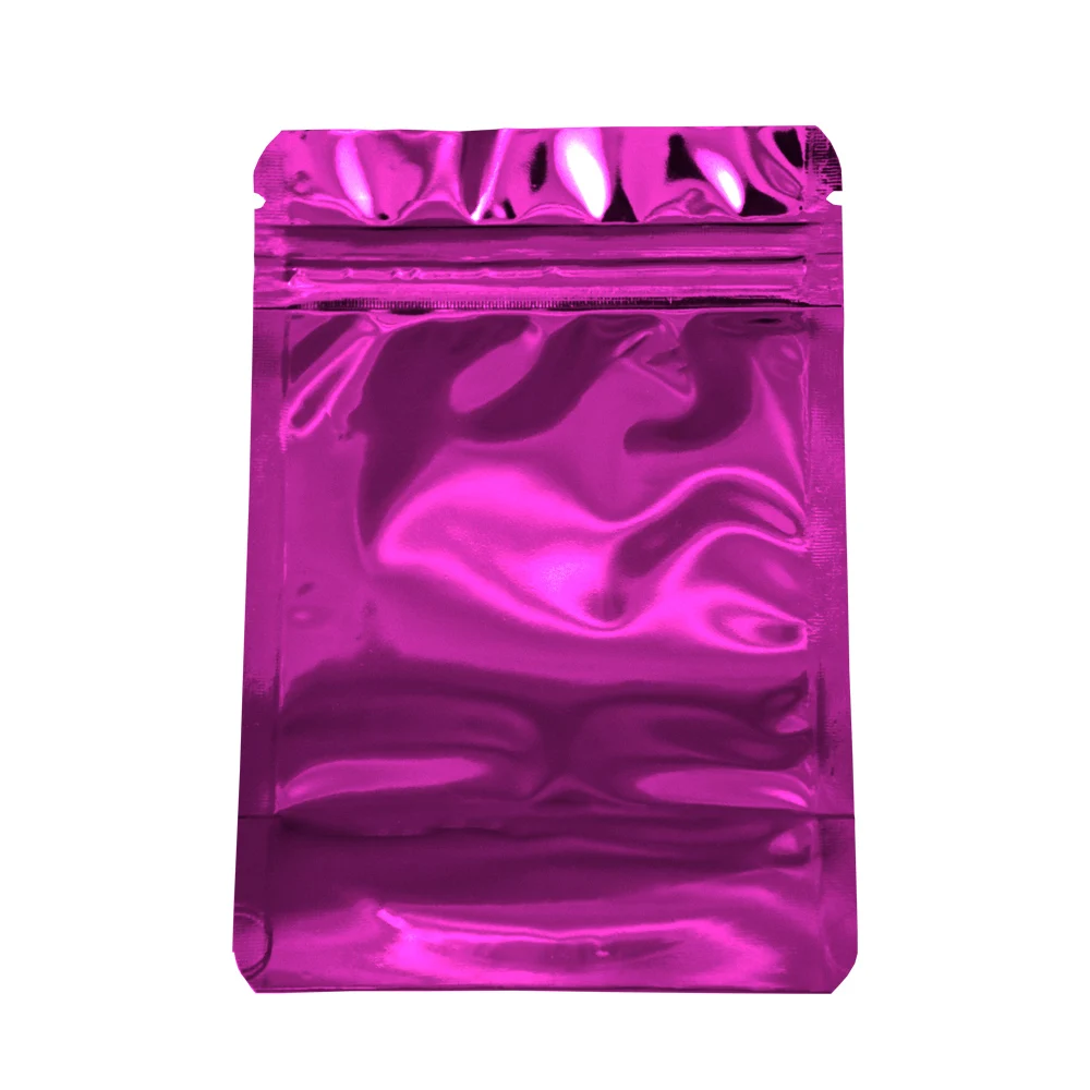 

Glossy Surface 100pcs/lot Purple Mylar Foil Stand Up Grip Seal Package Bags 8.5x13cm Zip Lock Aluminum Foil Food Storage Pouch