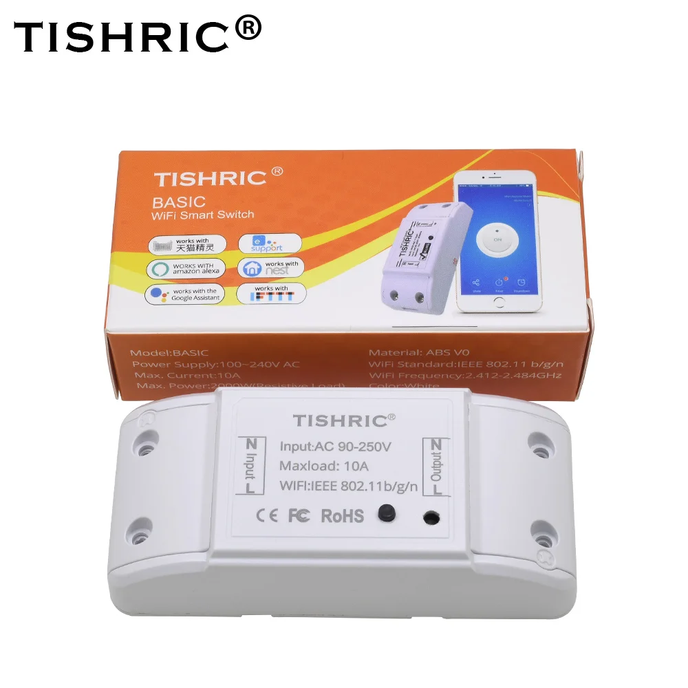 

TISHRIC Basic Smart Wifi Switch Light Interruptor wifi 220V Alexa Compatible Google Home Intelligent Home Automation Modules
