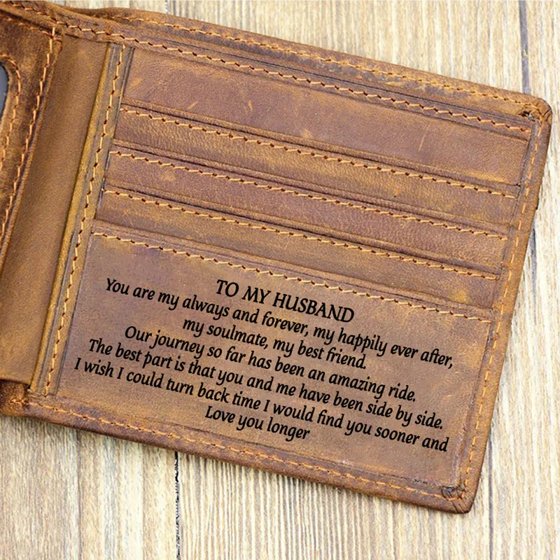 Мужской кошелек из натуральной кожи с гравировкой-идеальный персонализированный Рождественский подарок для сына