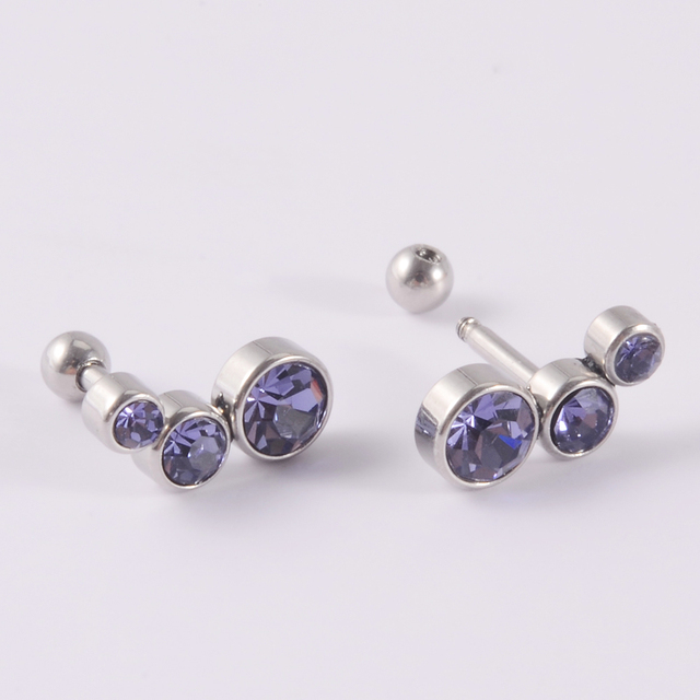 Flat CZ Gem Opal Lip Labret Stud Piercing Internall Thread Ear Tragus Cartilage Helix Stud Earring Body Jewelry