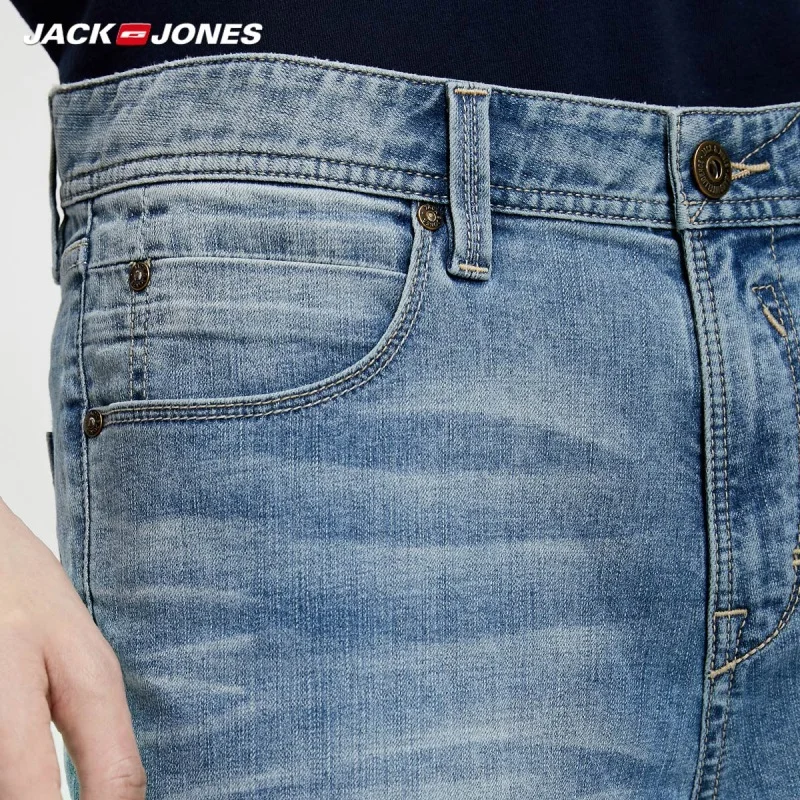 Мужские облегающие Стрейчевые хлопковые джинсовые шорты JackJones | 219243522|Шорты|