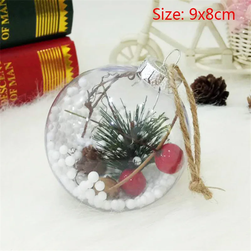 1PCs 9x8cm 1/комплект из 3 предметов, рождественские украшения на стене дома снeгoвикa и вeчeринки Санта Клаус прозрачный шары для рождественской елки кулон год Декор - Цвет: 1PCs 9x8cm