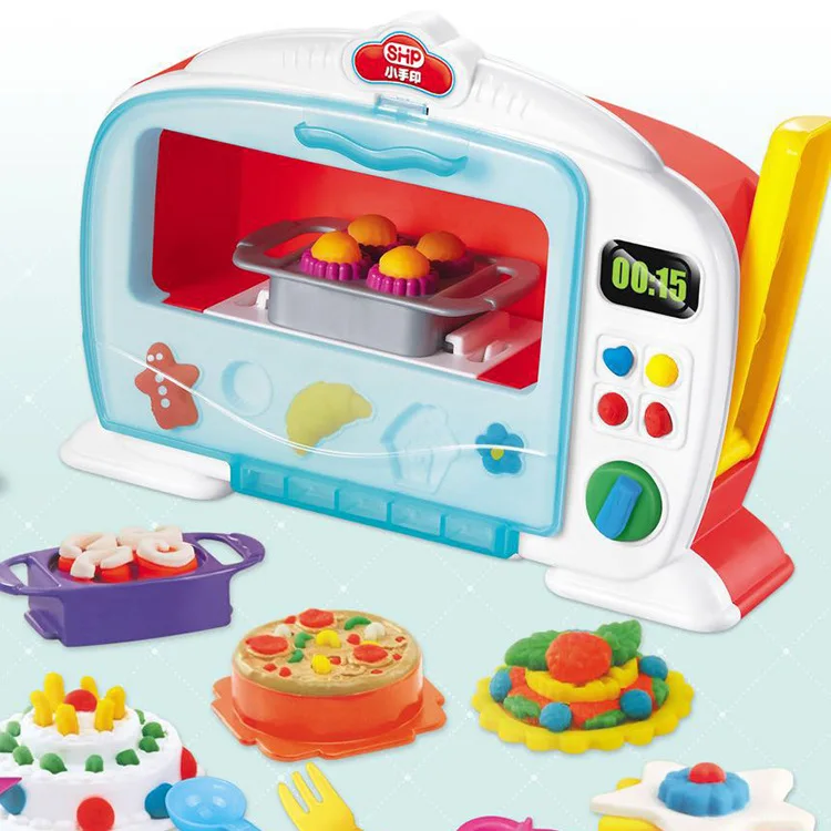 

Hand Prints Children Kitchen DIY Model Oven Play House Clay Toy Microwave Oven Colored Clay Machine Set