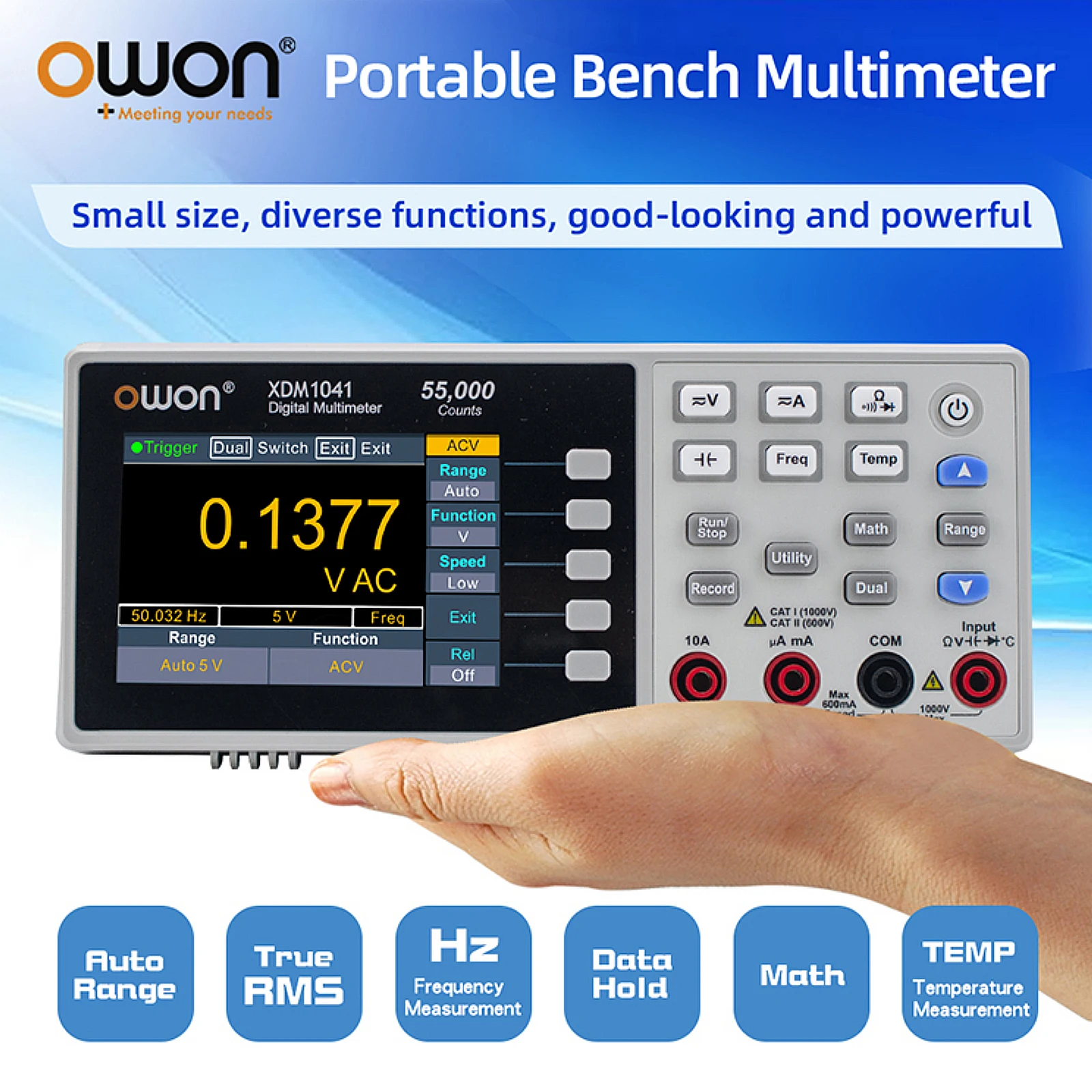 OWON XDM1041 BenchType Digital Multimeter USB Port 3.7in LCD Mini