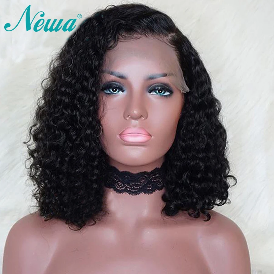 Парики из натуральных волос на шнурках Newa для черных женщин, предварительно выщипанные кудрявые парики из полного кружева, бразильские парики Remy с волосами младенца