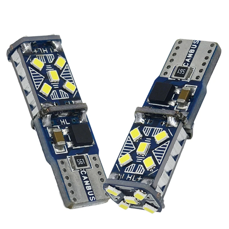 2x T10 LED Canbus No error Car Signal Light 12V W5W Bulb 6500K 15 SMD 900Lm Super Bright White Wedge Side Turn Parking Lamp | Автомобили и