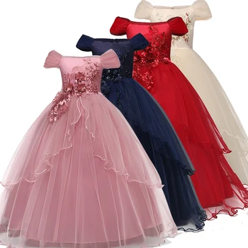 

Kid Wedding Dresses for Girls Elegant Flower Princess Long Gown Baby Girl Christmas Dress vestidos infantil Size 12 14 6 Years