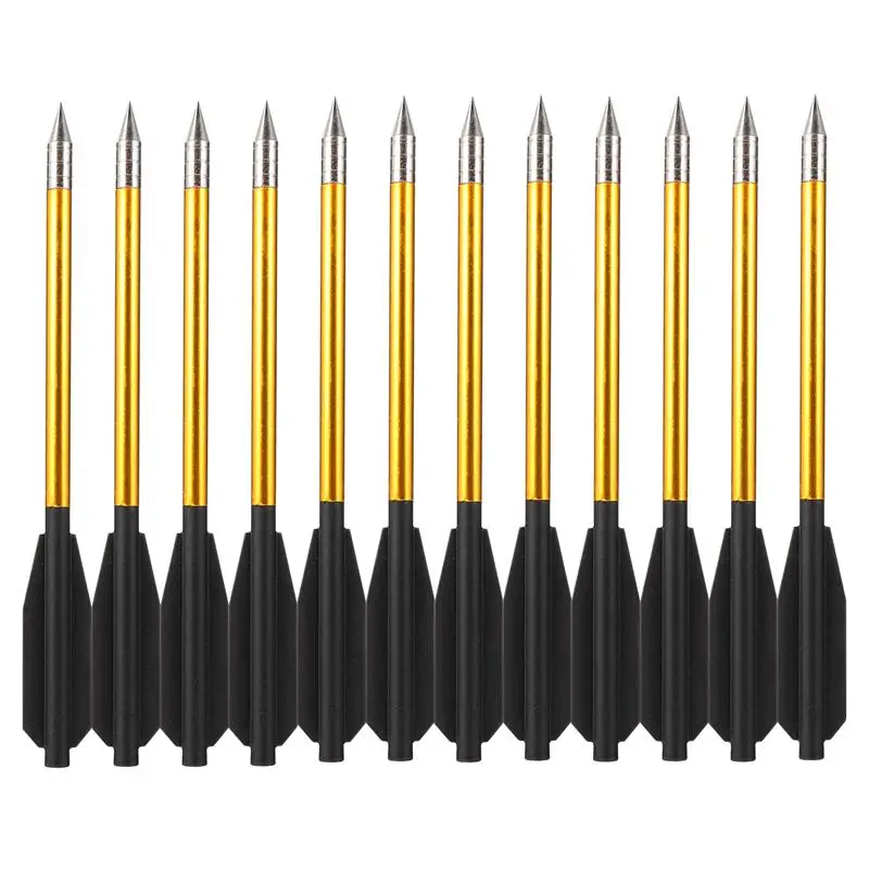 

12Pcs Golden Aluminum Archery Arrow Broadheads Flecha For 50 lb/80 lb Crossbow Pistol Accurate Arrows Hunting Shooting