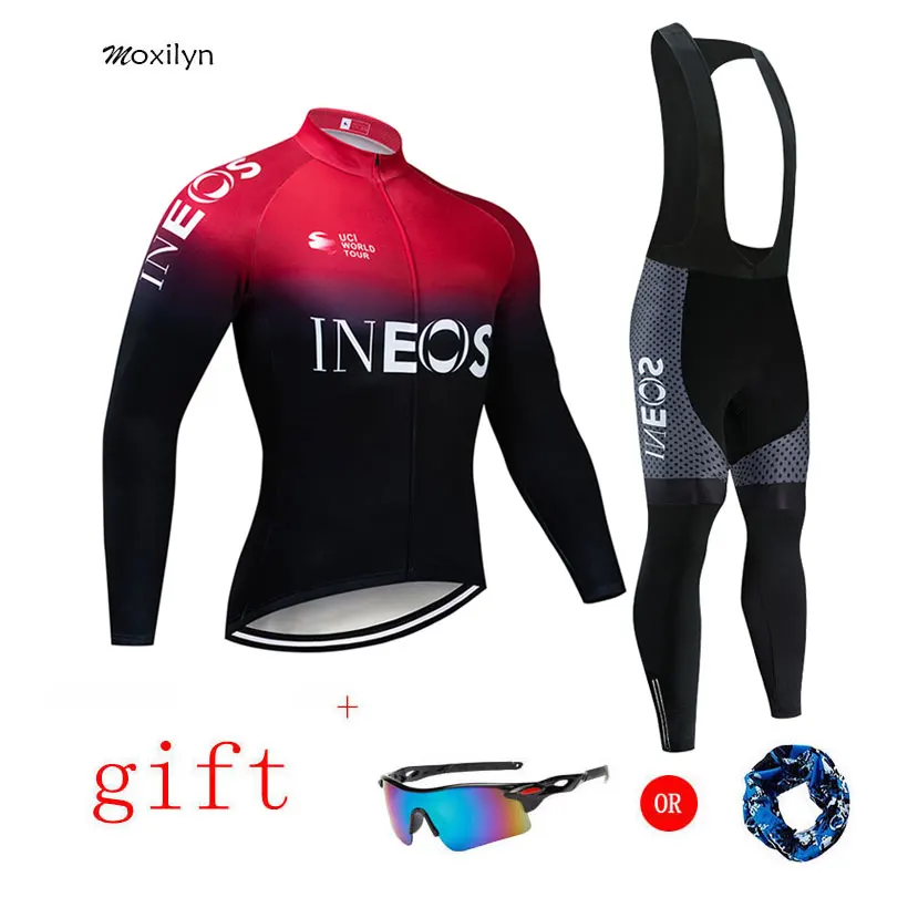 

2019 INEOS Team Cycling Jersey + 20D Padding Bike Pants Set Ropa Ciclismo MENS Winter Thermal Fleece Pro Bicycling Jersey Maillo