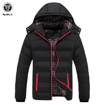 

RUELK 2020 autumn And Winter Jacket Men's Cotton Jacket Hooded Slim Cotton Jacket Male Solid Color Men's Thick Cotton Coat Men