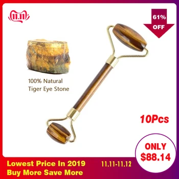 

10Pcs/lot Natural Tiger Eye Stone Massage Roller Facial Neck Arm Beauty Slim Massager Muscle Relaxation Massage Tools