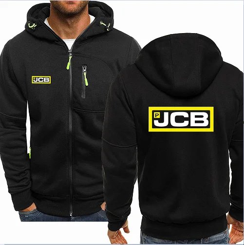 Sudaderas con capucha de los hombres JCB logotipo estampado de primavera y otoño Casual HipHop Harajuku con capucha de manga larga sudaderas con cremallera chaqueta coágulo