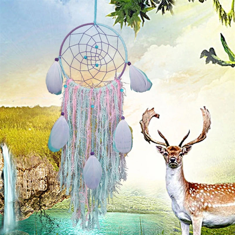 Handmade Dream Catcher with Feather Home Wall Car Hanging Decor Ornament Craft Y4UE