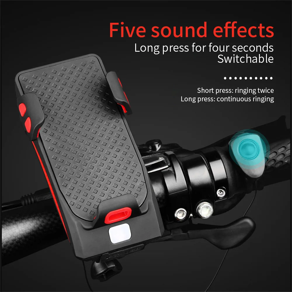 Multi-function Bicycle Headlight Mobile Phone Holder USB Charging Mountain Bike Carbell Mobile Phone Bracket Waterproof