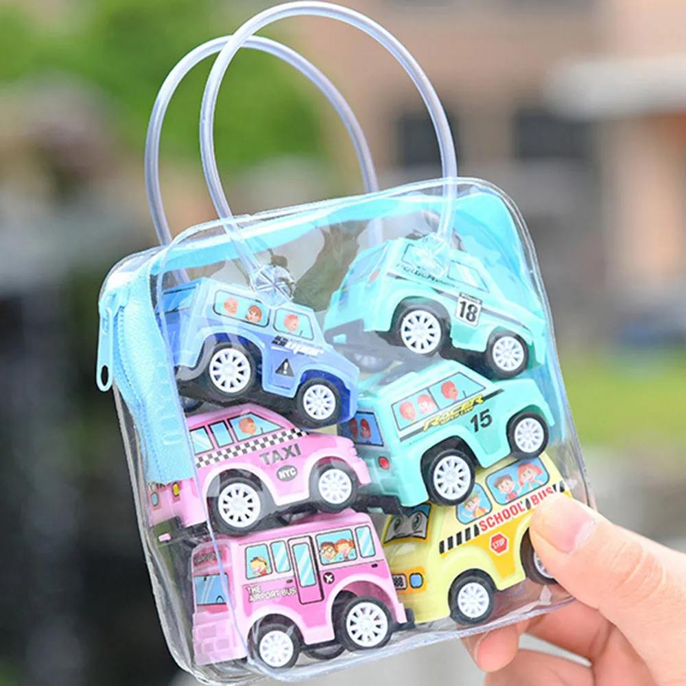 Juego de coches de inercia para niños, juguete de remolque educativo simulado, camión de carreras, regalo para niños, 6 uds.