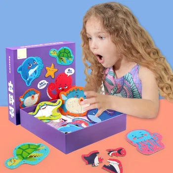 

Creative Animal/Space Matching Puzzle Kids Paper Toys For Children Jigsaw Puzzle Kids Early Learning Educational Toys Montessori